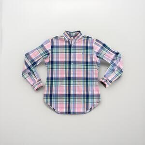 Ralph Lauren Plaid Shirt Mens Size Small Pink Madras Long Sleeve Preppy Classic